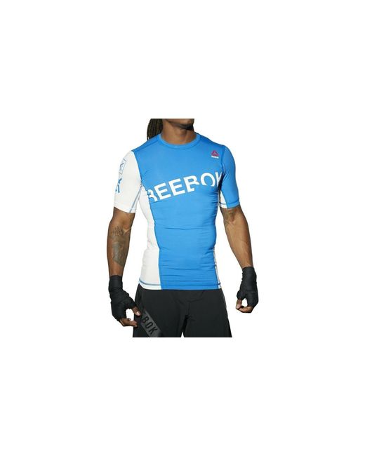 Reebok Blue Train Like A Fighter Short Sleeve Compression Top Sport" Aj9078" for men
