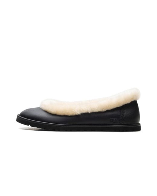 Ugg Black Zora Leather Ballet Flat 1178450 Blk"