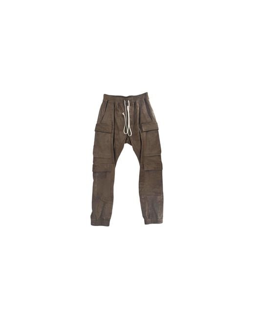 Rick Owens Black Leather Cargo Pants "Bean" Ru02D6337 Lba 35" for men
