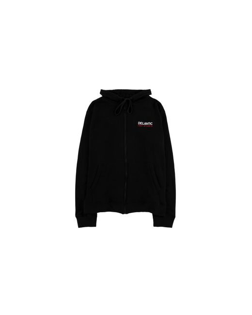Delantic Black Ea Velour-Lined Zip Hoodie "Ea Burrr Hoodie" Dela001" for men