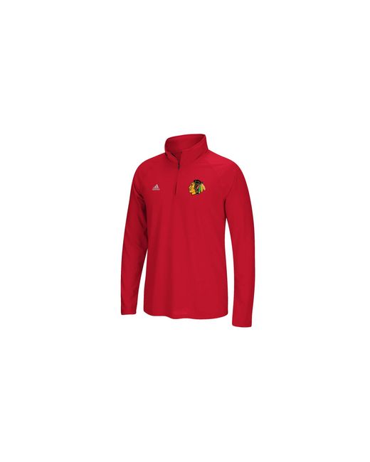 Adidas Red Nhl Chicago Blackhawks Ultimate 1/4 Zip T-Shirt Cb7673" for men