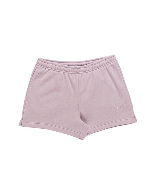 Nike Black Studio Fleece Mediumweight Mid-Rise Shorts "Bleached Lilac Sail" Ir8313 583"