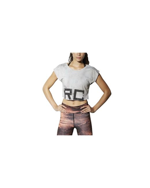 Reebok Black Combat Spray Dye Crop T-Shirt "Skull" Br2165"