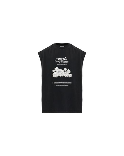 Vetements Black Fu Very Much Sleeveless Top "Washed" Mh27Tt204B" for men