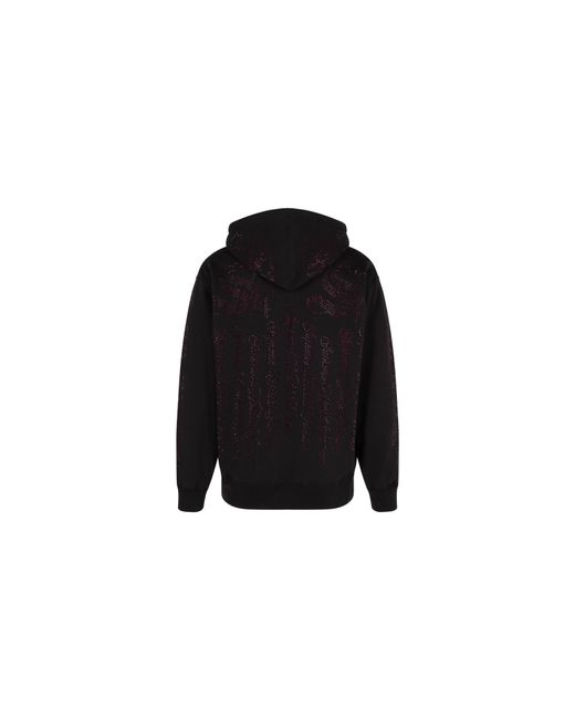 Supreme Black Rhinestone Zip Up Hooded Sweatshirt "Ss22" Su357"
