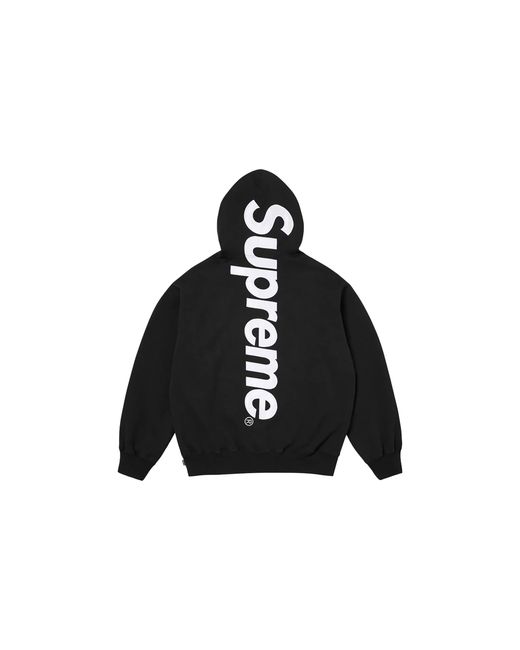 Supreme Black Satin Appliqué Hooded Sweatshirt "Fw25