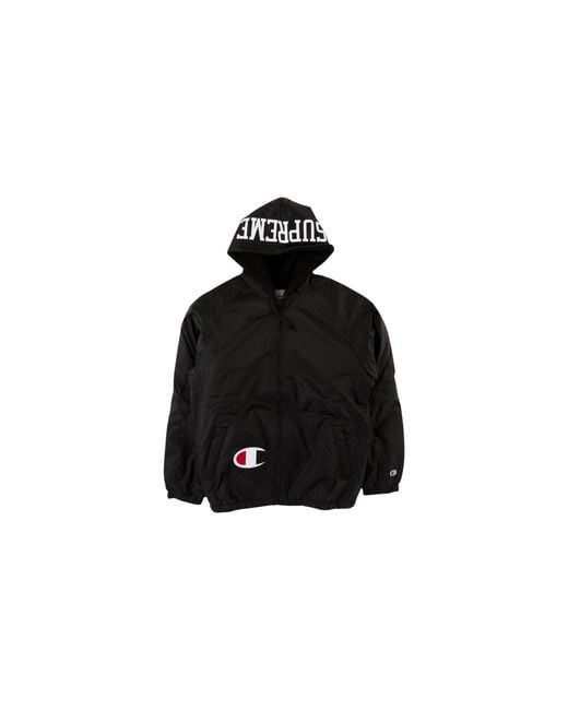 Supreme Black Champion Sherpa Lined Hooded Jacket "Fw17" Su3785"