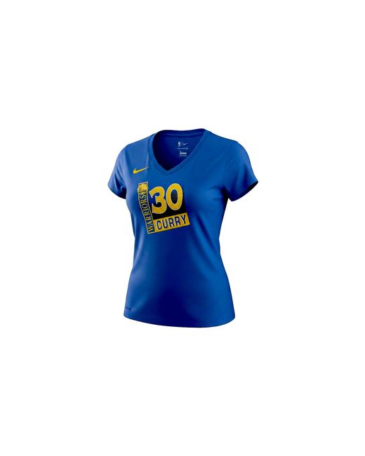 Nike Blue Nba Gsw V-Neck Esteph Curry T-Shirt Aq5978 499"