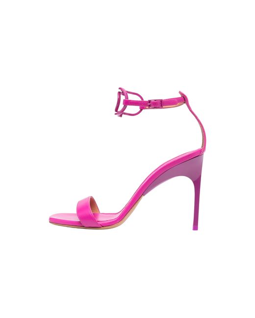 Off-White c/o Virgil Abloh Black Pop Paperclip High Sandal "Fuchsia" Owih045S23Lea0023232"
