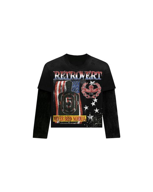 RETROVERT Black Usa Longsleeve Thermal Shirt Ret017" for men