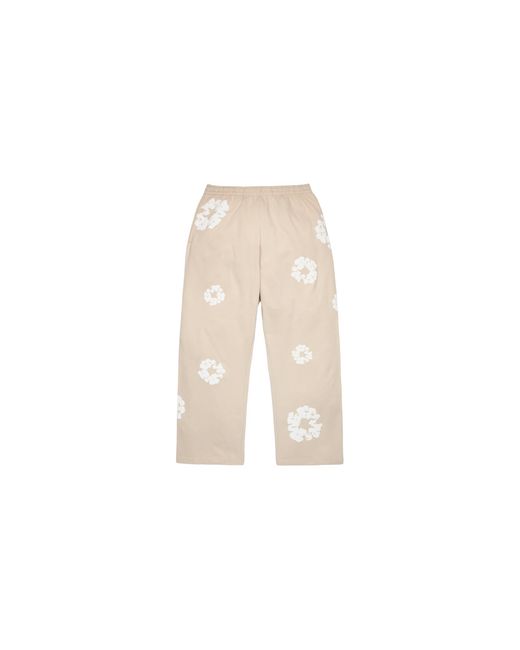 DENIM TEARS Black Cotton Wreath Baggy Sweatpants "Cream" Dt614" for men