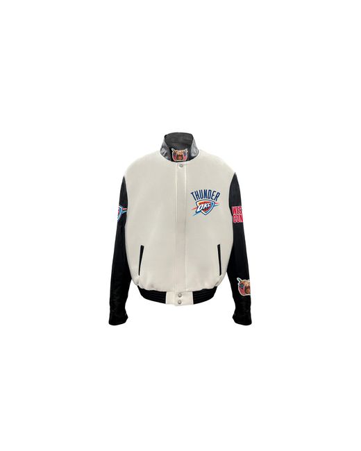 Jeff Hamilton Black Oklahoma City Thunder Wool & Leather Varsity Jacket Nba 004Whtblk Okc"