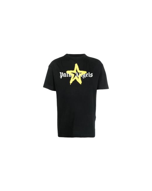 Palm Angels Black Star Sprayed Logo T-Shirt Pmaa001C99Jer0241018" for men