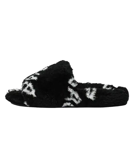 Balenciaga Black Furry Slide "Fake Fur Logo Allover" 654747 W2B41 1090" for men