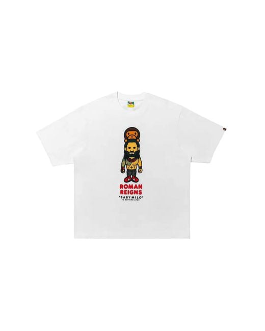 A Bathing Ape Black Wwe Roman Reigns Baby Milo Relaxed Fit T-Shirt Bpte0004We Wht" for men