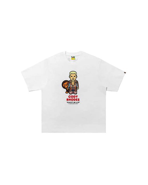 A Bathing Ape Black Wwe Cody Rhodes Baby Milo Relaxed Fit T-Shirt Bpte0002We Wht" for men