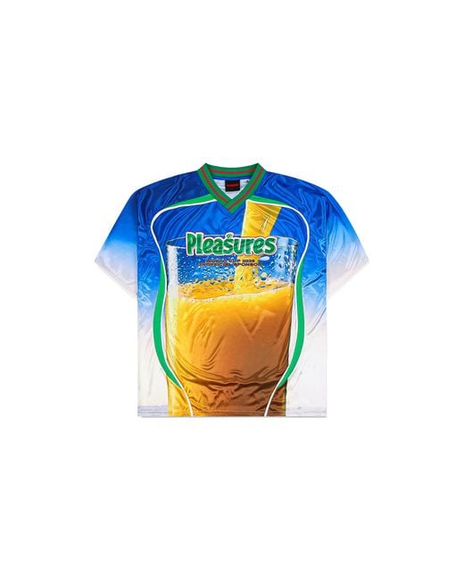 Pleasures Blue World Cup Oj Ss Soccer Jersey "Multi" P26Suwc003" for men