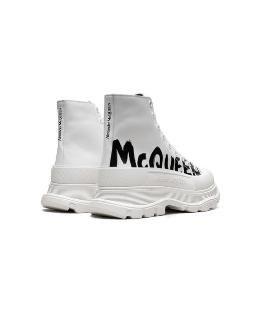McQueen Black Tread Slick Boot "Graffiti Logo for men