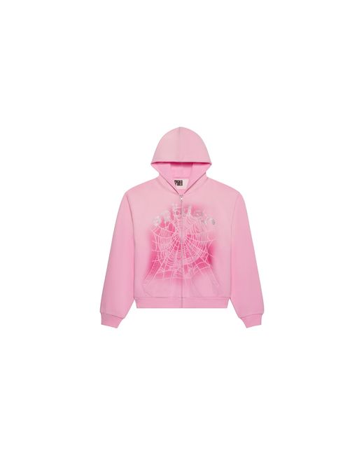 Sp5der Black Og Web V2 Spray Zip Hoodie "Light" 572" for men