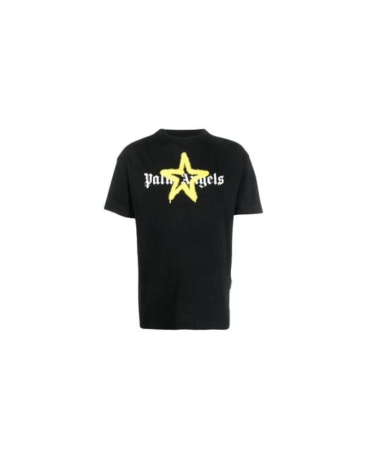 Palm Angels Black Star Sprayed Logo T-Shirt Pmaa001C99Jer0241018" for men