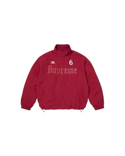 Supreme Red Umbro Rhinestone Track Jacket "Ss26