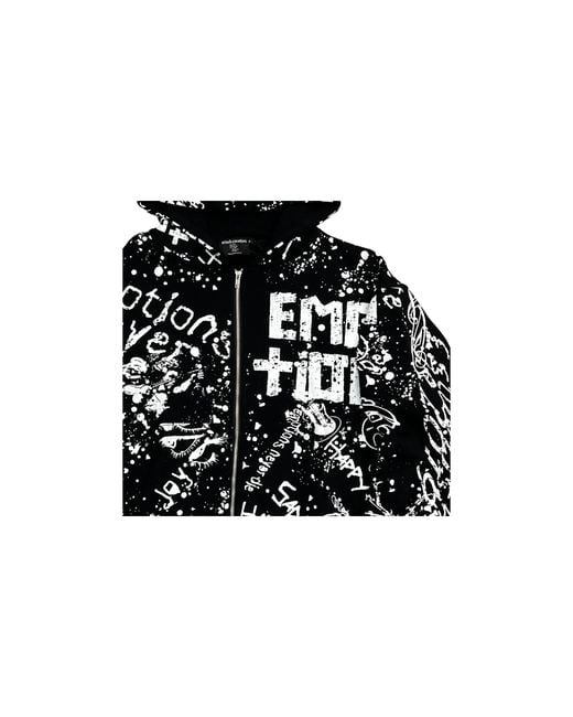 Mixed Emotions Black Graffiti Hoodie Mixe025" for men