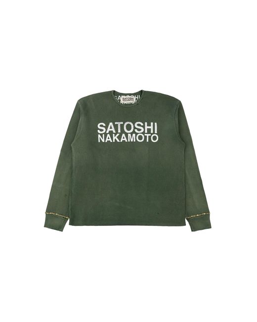 Satoshi Nakamoto Green Logo Thermal Long Sleeve T-Shirt Multi" Sat069" for men