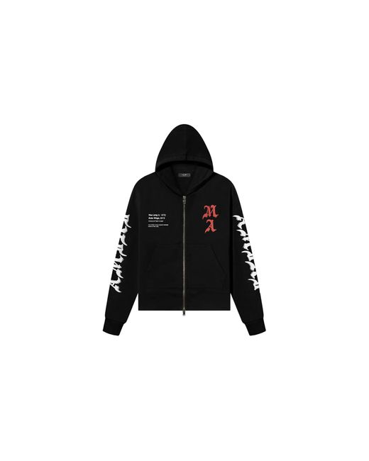 Amiri Black Wes Lang Solar Kings Zip Up Hoodie Aw22Mjg023 001" for men