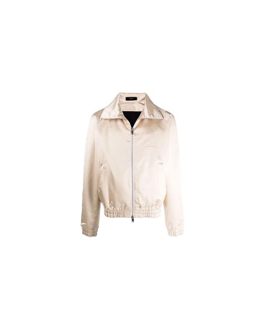 Amiri Black Zip Track Stripe Jacket "Champagne Mjt001 284" for men