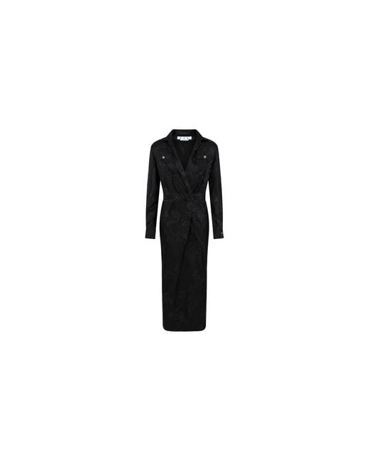 Off-White c/o Virgil Abloh Black Sky Jacquard Satin Twist Dress 1647597291817477"