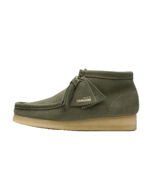 Clarks Green Wallabee Boot "Khaki/ Suede" 26179160"