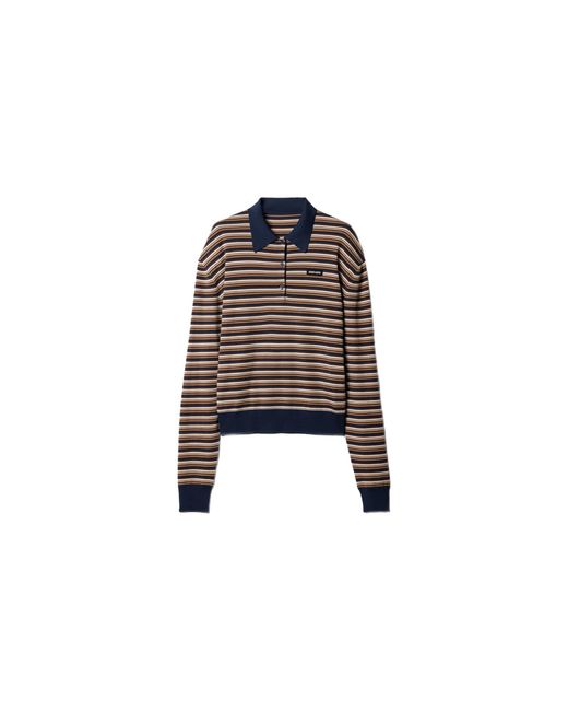Miu Miu Black Wool Striped Polo Shirt "Falbino" Mml03V 1844 F0627"