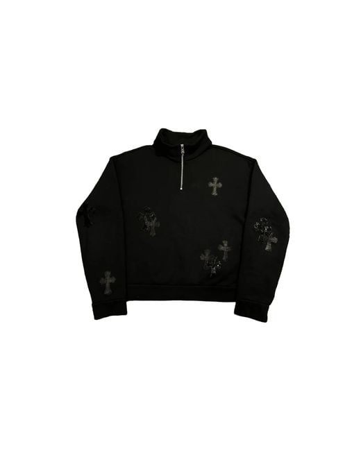 Chrome Hearts Black Cross Patch Quarter Zip Chrm0834" for men