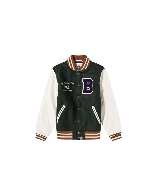 A Bathing Ape Black X End. Bowling Pins Varsity Jacket 001Hji731906C Grn" for men