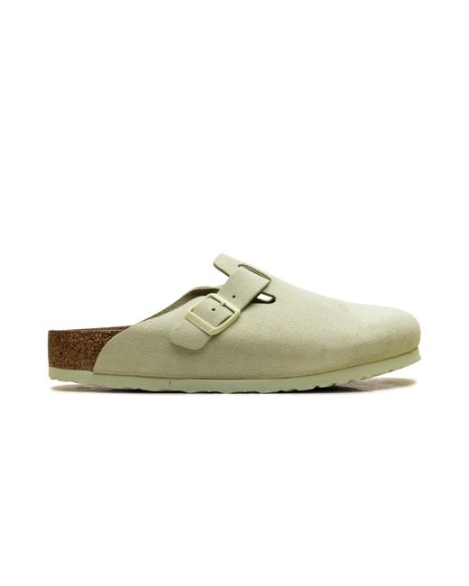 Birkenstock Black Boston Soft Footbed Suede Leather "Faded Lime for men