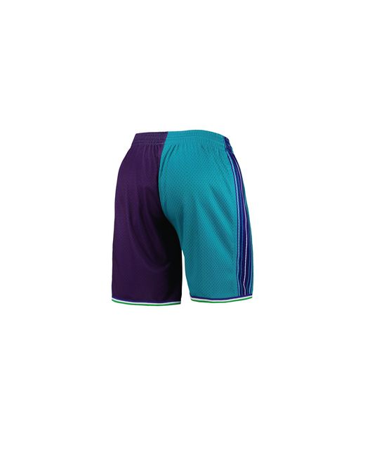 Mitchell & Ness Blue Split Swingman Shorts "Nba Charlotte Hornets 1999" Smsh4855 Cho99Ppptlpr" for men