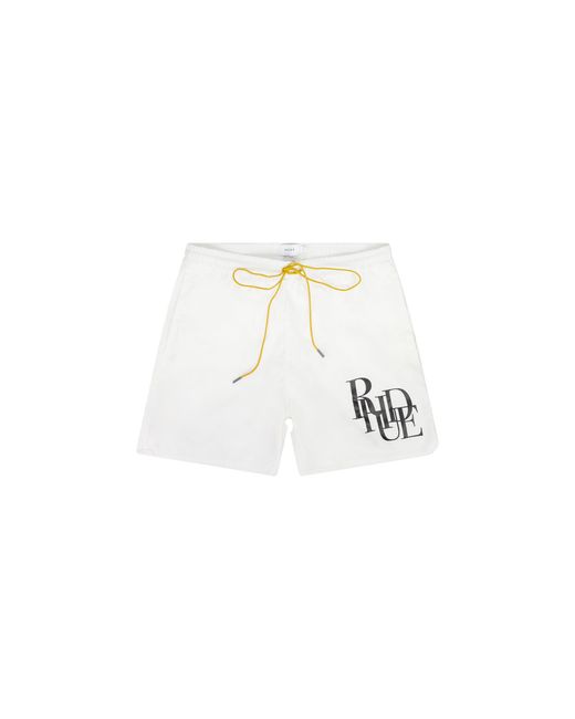 Rhude Black Logo Swim Trunks Rhss22Sh21016377 Wht" for men