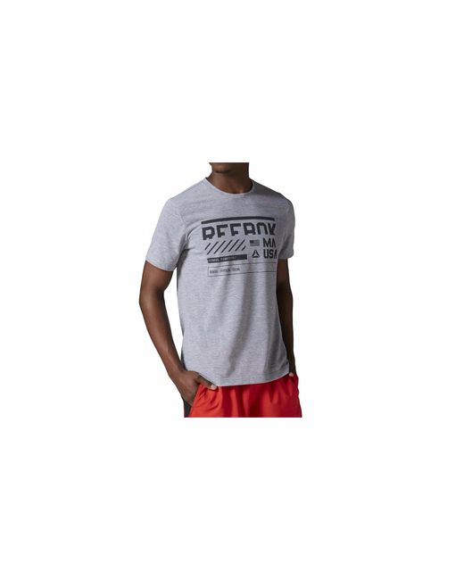 Reebok Black Workout Ready Supremium T-Shirt "Mid Heather" Ay2337" for men