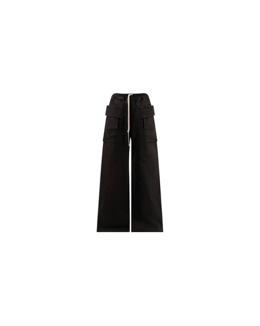 Rick Owens Black Creatch Wide Cargo Pants "Dark Dust" Du02E7394 Tw 78" for men