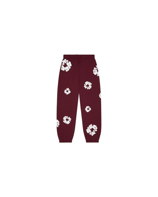 DENIM TEARS Black Cotton Wreath Sweatpants "Burgundy" Dt251" for men