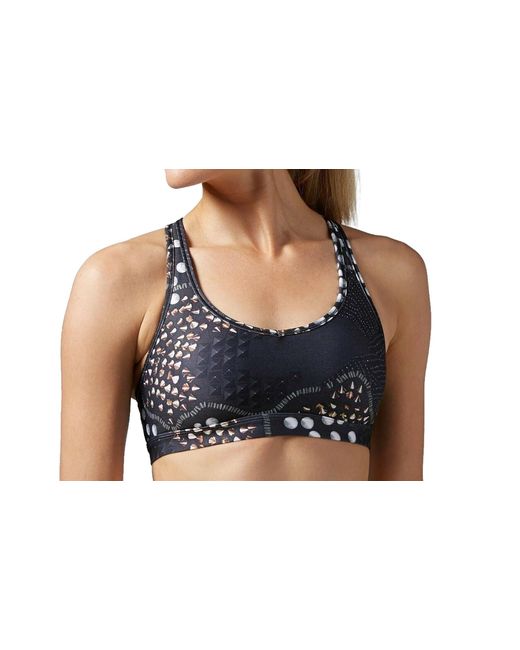 Reebok Black Sf Racer Bra Stud Print Aa1589"