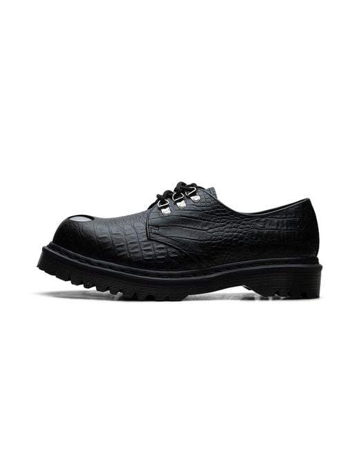 Dr. Martens Black 1461 Bex Steel Toe Leather Shoes "Croc Embossed Analine" 41725300" for men