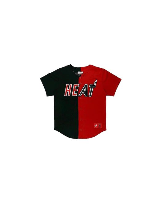 Mitchell & Ness Black Nba Split Color Mesh Button Front Shirt "Miami Heat for men