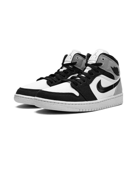 Nike White Air Jordan 1 Mid Canvas Mid-Top Trainers