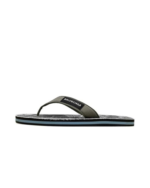 Balenciaga Black Logo Flip-Flops 841422 W14S2 3000" for men