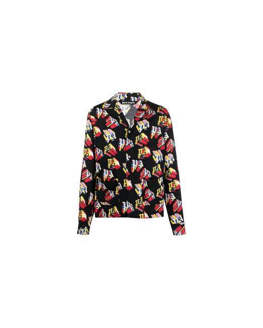 Palm Angels Black 3D Pajama Shirt Pmga091S22Fab0021025" for men