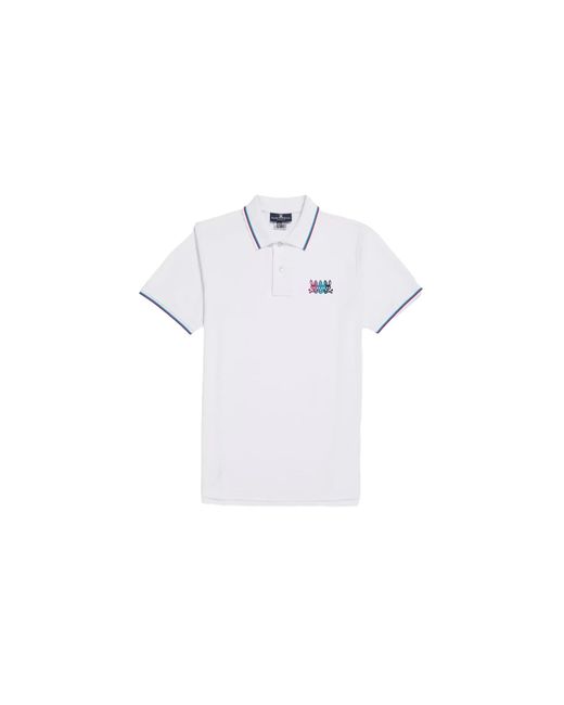 Psycho Bunny Black Lafayette Embroidered Stripe Polo Shirt B6K964U1Pc Wht" for men