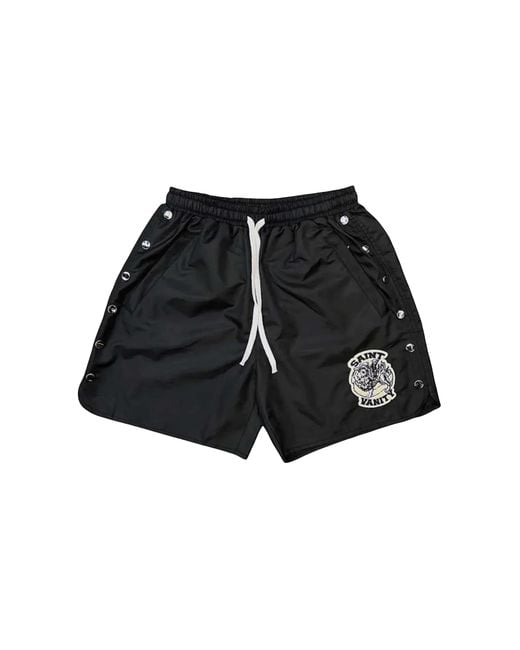 SAINT VANITY Black Nylon Shorts Sv019" for men