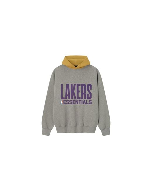 Fear Of God Black Lakers Sports Fit Hoodie "Concrete Heather Canyon" 192Nb256405F" for men