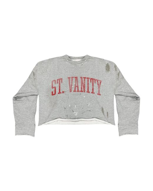 SAINT VANITY Gray Bager Crewneck Long-Sleeve T-Shirt Sv012" for men